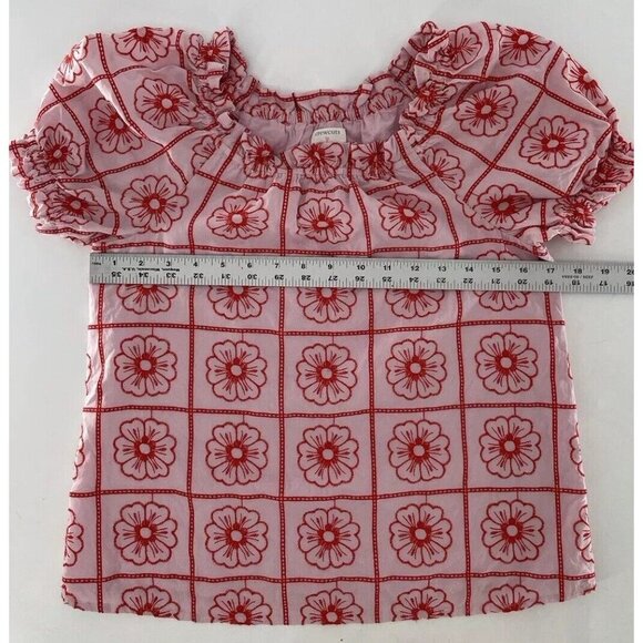 Crewcuts‎ Girls Pink & Red Floral Embroidered Puff Sleeve Lined Blouse Size XL - Picture 10 of 10